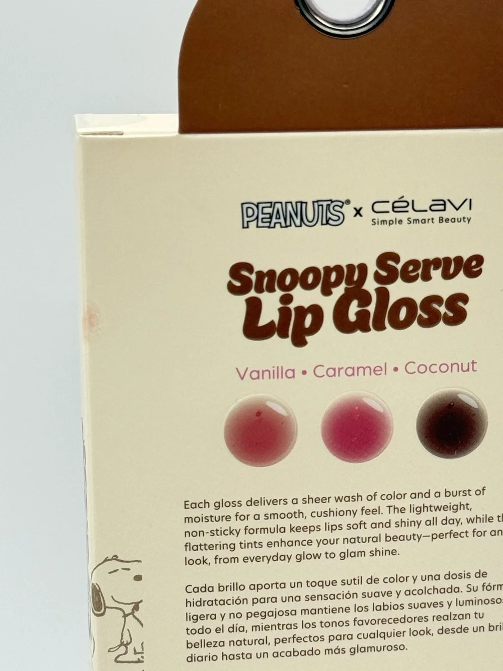Peanuts x Célavi Snoopy Serve Lip Gloss Set 3 Piece Vanilla Caramel Coconut NWT